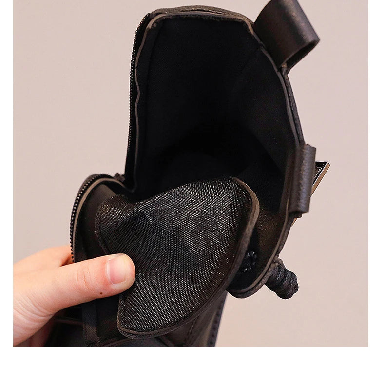 Girls Short Boots Autumn Winter 2023 New Korean Style Children Fashion Casual Short Boots Drop Shipping Simple Non-slip Kids PU