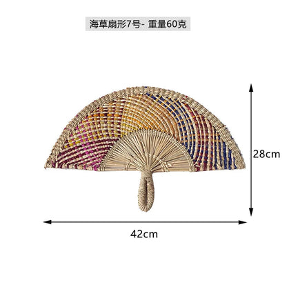 Boho Style Straw Fan Hand Woven Manual Paddle Fan Wall Decoration Of Nordic Homestays Art Crafts Fan Home Decor Accessories