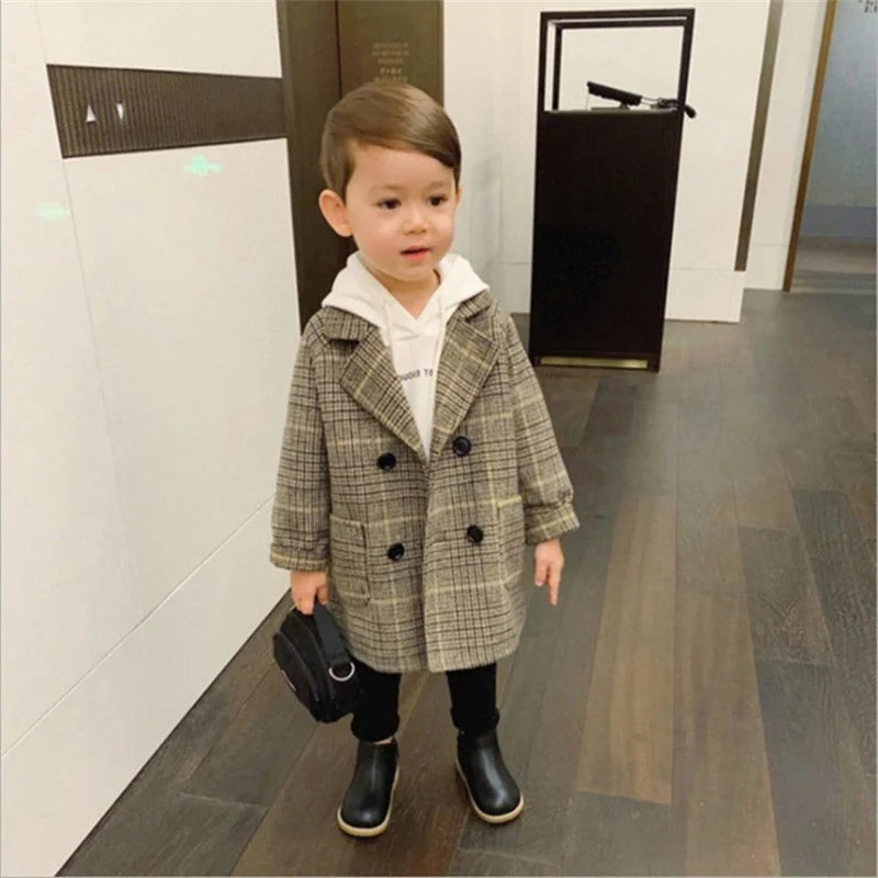 Kids Winter Jacket Wool Coat For Boys Woolen Outerwear Boys Winter Jacket Children Clothing Warm Boy Thicken Blazer Kids Clothes