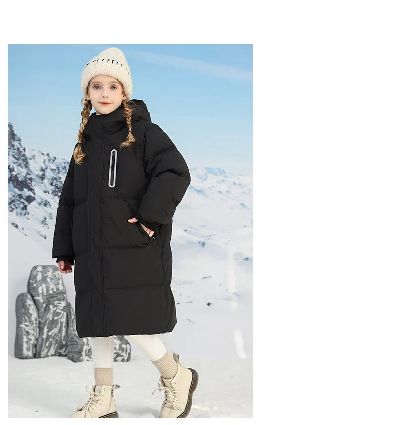 -20 degrees Celsius Down boys and girls jackets,2025 new medium-length thickened cotton-padded jackets for children to keep warm