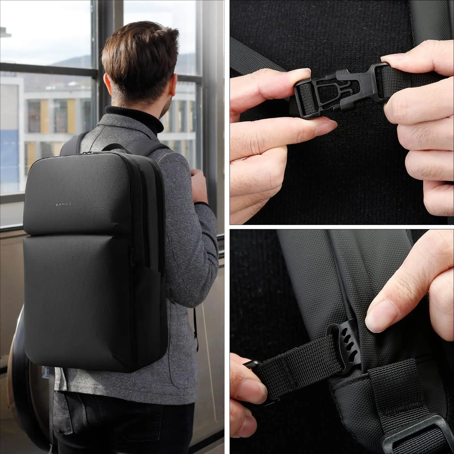 BANGE Smart Waterproof Travel Backpack Business Flight Approved Carry on Backpack Large Capacity 16 inch Laptop Backpack for Men