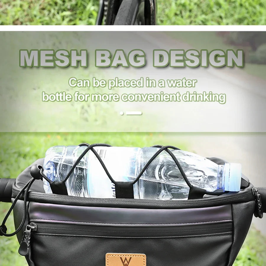Bicycle Handlebar Bag Portable Waterproof Multi-purpose MTB Road Bike Frame Tube Bag Elastic Messenger Bag Sports Backpack