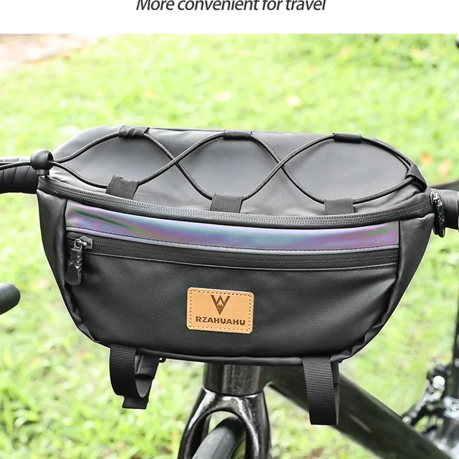 Bicycle Handlebar Bag Portable Waterproof Multi-purpose MTB Road Bike Frame Tube Bag Elastic Messenger Bag Sports Backpack