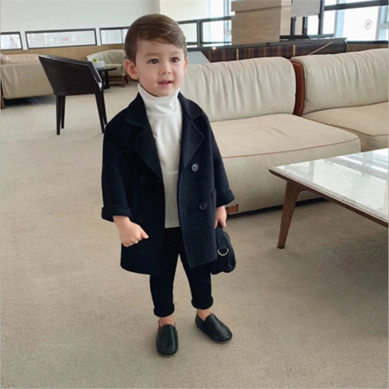 Kids Winter Jacket Wool Coat For Boys Woolen Outerwear Boys Winter Jacket Children Clothing Warm Boy Thicken Blazer Kids Clothes