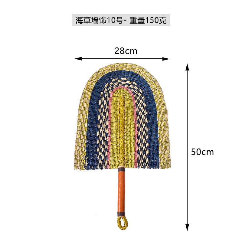 Boho Style Straw Fan Hand Woven Manual Paddle Fan Wall Decoration Of Nordic Homestays Art Crafts Fan Home Decor Accessories