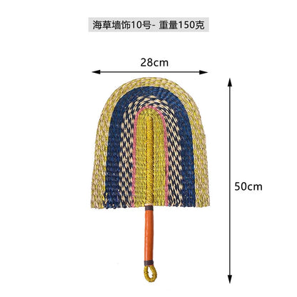 Boho Style Straw Fan Hand Woven Manual Paddle Fan Wall Decoration Of Nordic Homestays Art Crafts Fan Home Decor Accessories
