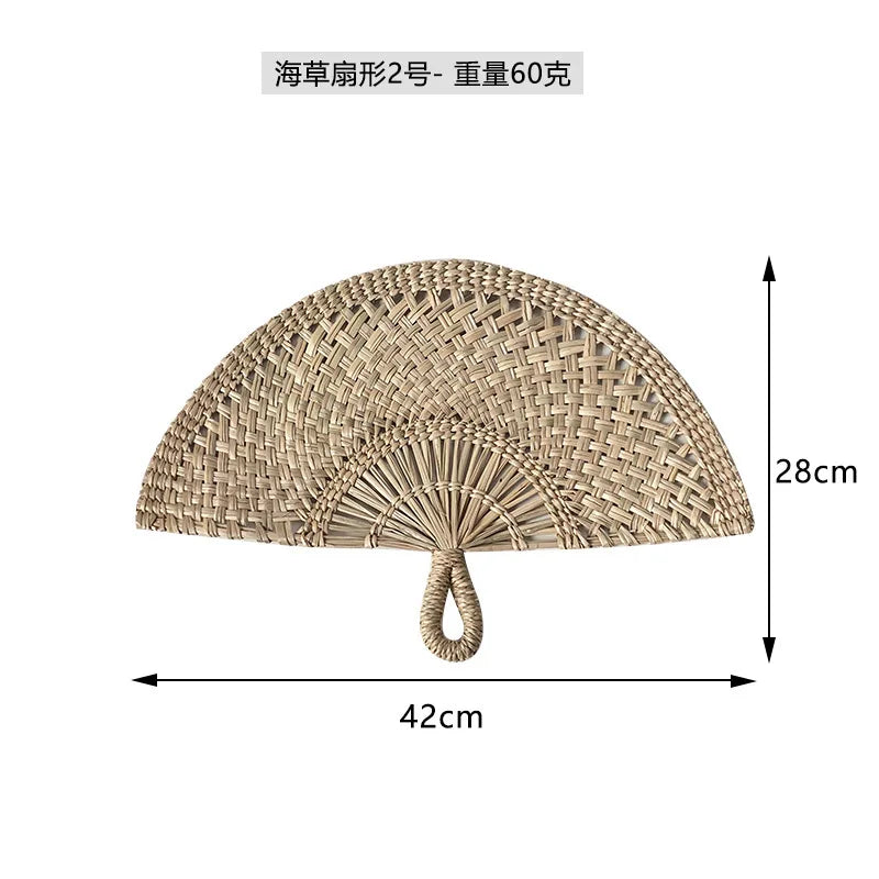 Boho Style Straw Fan Hand Woven Manual Paddle Fan Wall Decoration Of Nordic Homestays Art Crafts Fan Home Decor Accessories