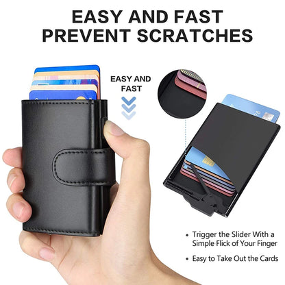 Rfid Credit Card Holder Wallets Men Black Magic Trifold Leather Slim Mini Wallet Small Money Bag Male Purses Carteira Masculina