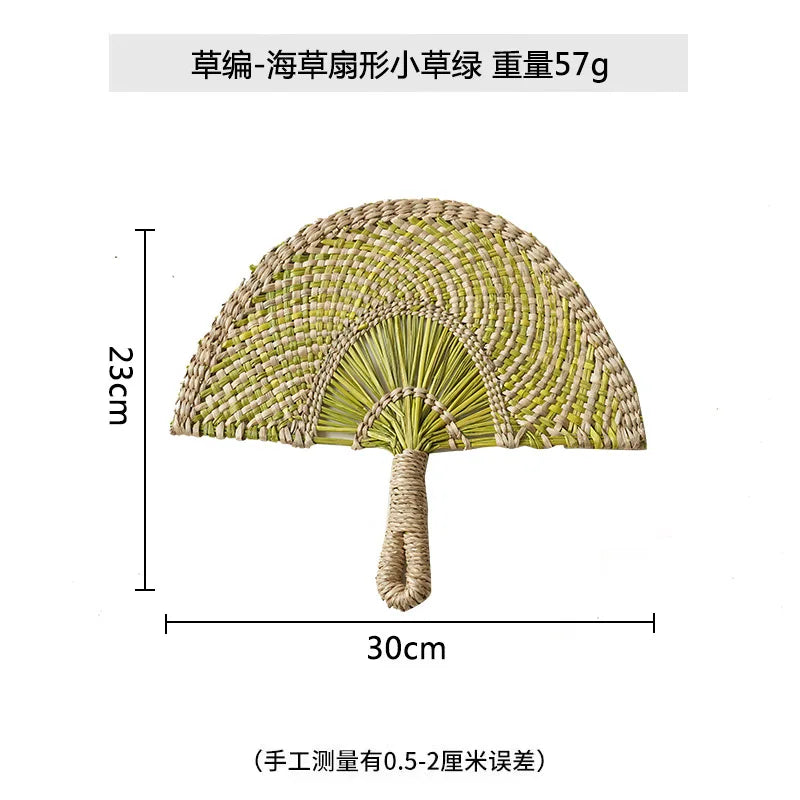 Boho Style Straw Fan Hand Woven Manual Paddle Fan Wall Decoration Of Nordic Homestays Art Crafts Fan Home Decor Accessories