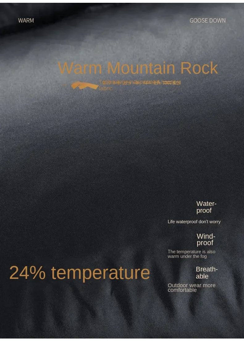 -30 ℃ Cold-proof Long Down Jacket Men's Light Luxury Black Gold Lightweight 95% Goose Down Jacket Unisex Winter Warm Hooded Coat