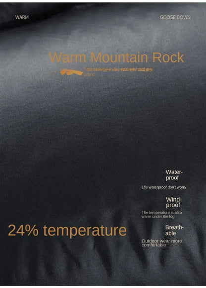 -30 ℃ Cold-proof Long Down Jacket Men's Light Luxury Black Gold Lightweight 95% Goose Down Jacket Unisex Winter Warm Hooded Coat