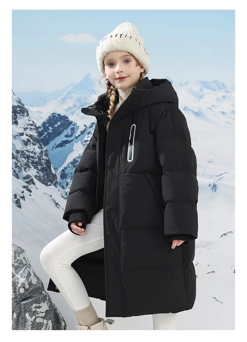 -20 degrees Celsius Down boys and girls jackets,2025 new medium-length thickened cotton-padded jackets for children to keep warm