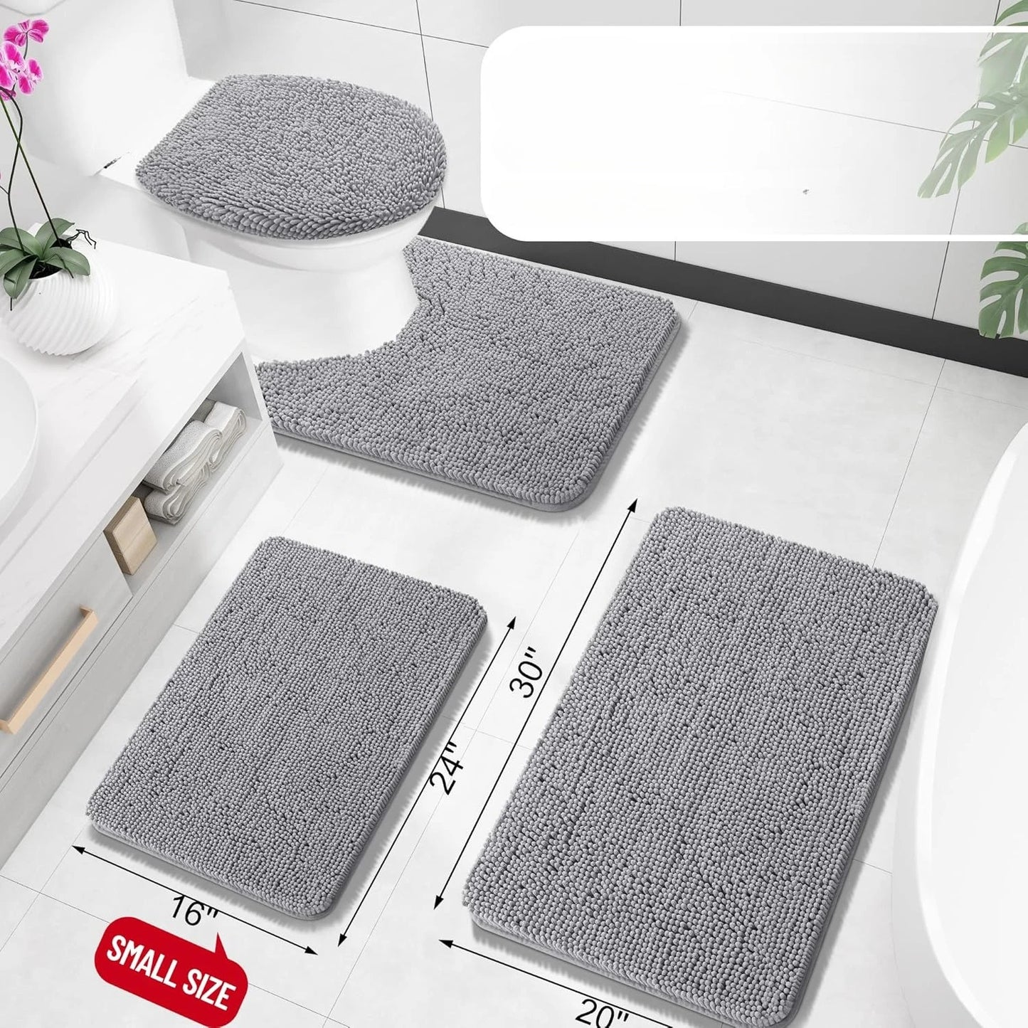 Bathroom Rugs Extra Soft Absorbent Chenille Bath Rugs Bath Mats for Bathroom Floor, Tub and Shower, Home Decor Accessories