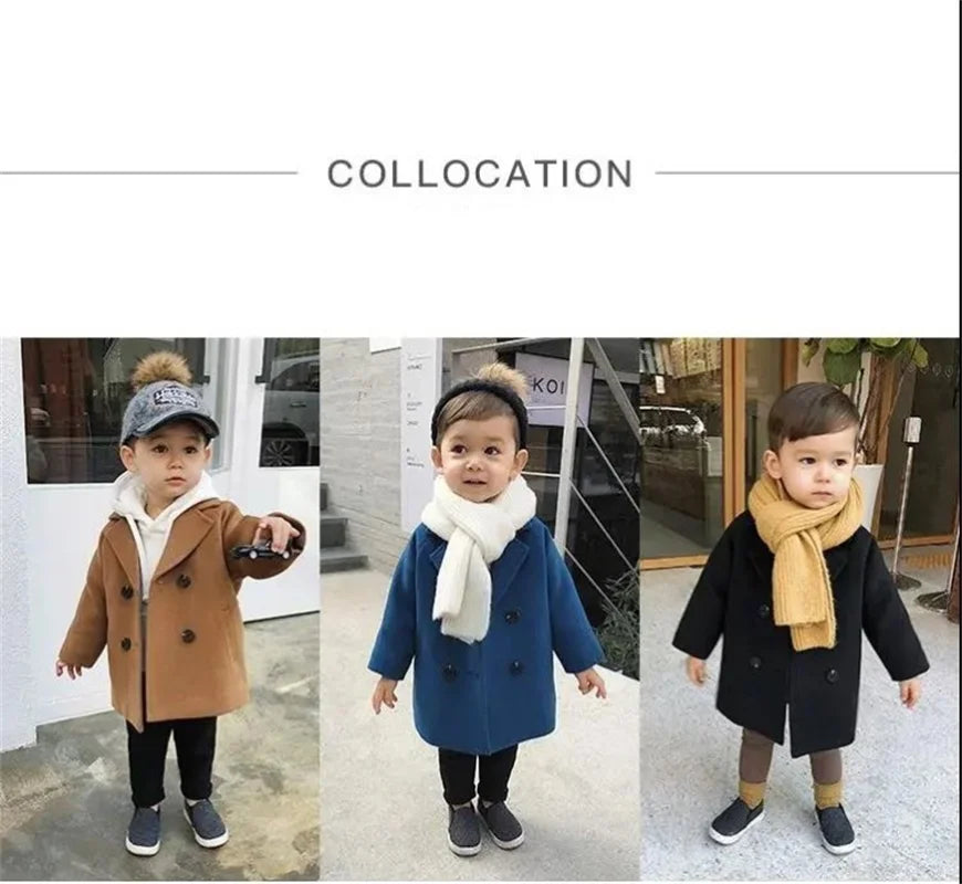 Kids Winter Jacket Wool Coat For Boys Woolen Outerwear Boys Winter Jacket Children Clothing Warm Boy Thicken Blazer Kids Clothes