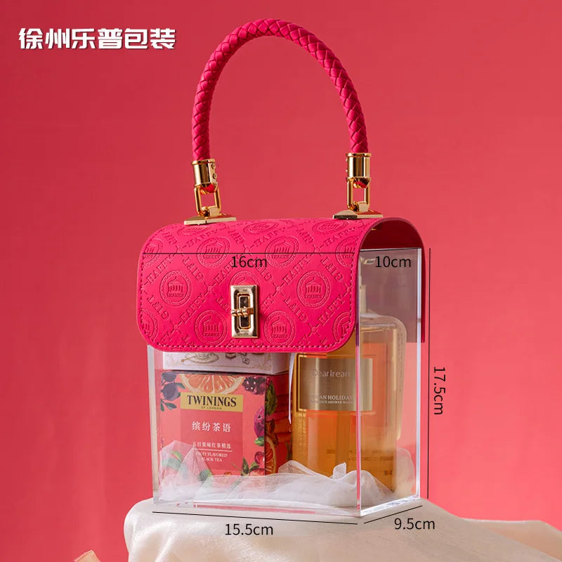 Light Luxury Acrylic Transparent Packaging Box Wedding Party Companion Gift Boxes Happy Candy Handheld Box Jewelry Storage Box