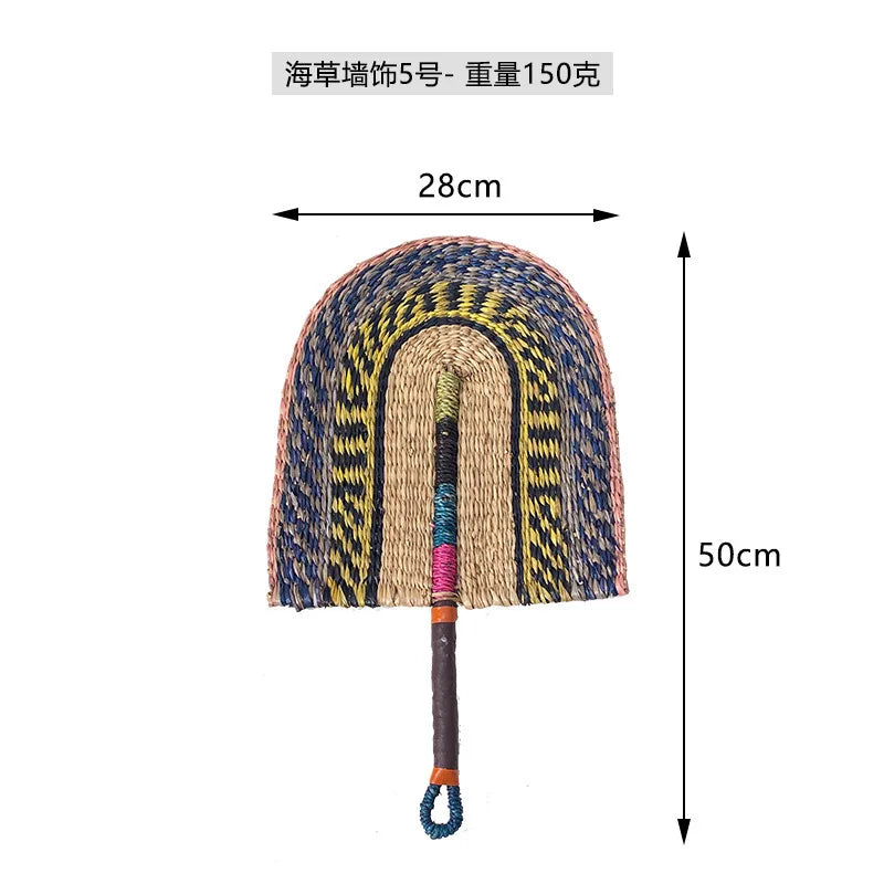Boho Style Straw Fan Hand Woven Manual Paddle Fan Wall Decoration Of Nordic Homestays Art Crafts Fan Home Decor Accessories