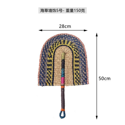 Boho Style Straw Fan Hand Woven Manual Paddle Fan Wall Decoration Of Nordic Homestays Art Crafts Fan Home Decor Accessories