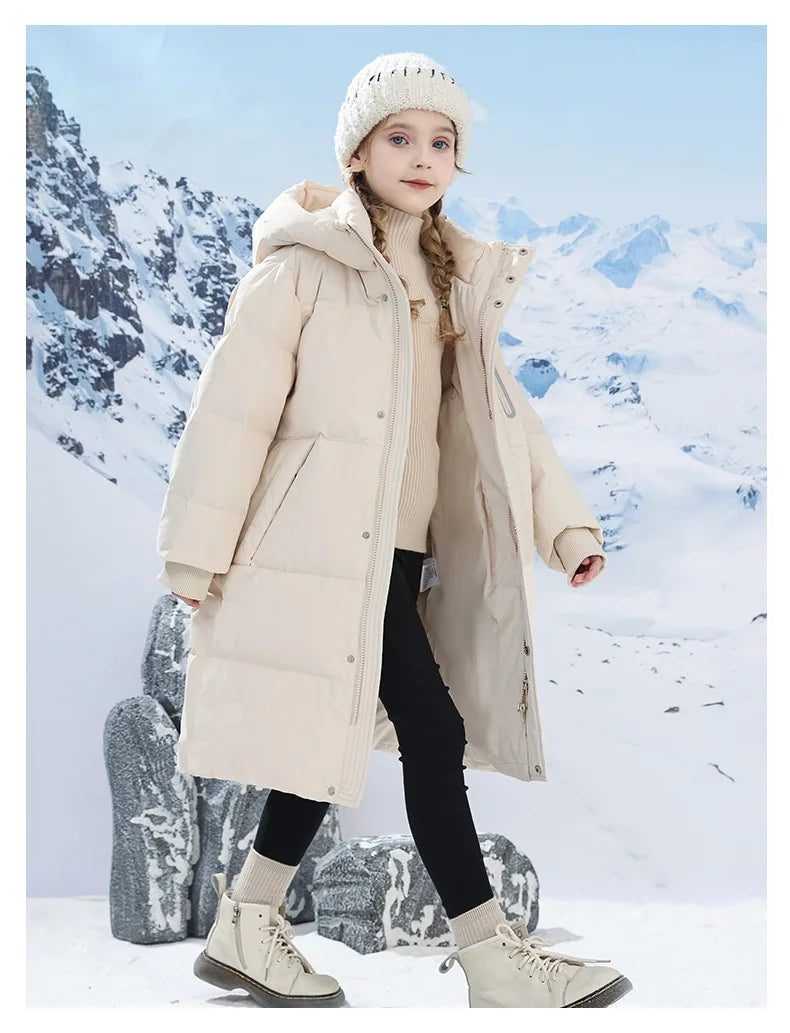 -20 degrees Celsius Down boys and girls jackets,2025 new medium-length thickened cotton-padded jackets for children to keep warm