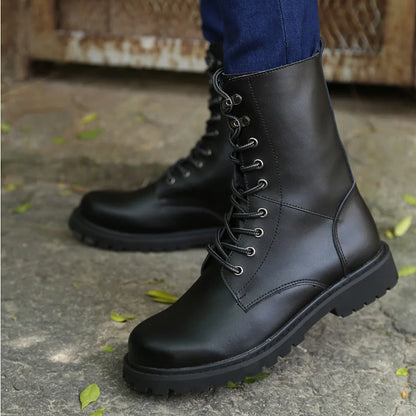 Large Size Motorcycle Boots Men Winter Shoes Warm Waterproof Men Leather Boots Footwear Cowboy Tactical Boots Men Casual Shoes