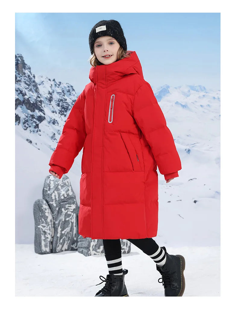 -20 degrees Celsius Down boys and girls jackets,2025 new medium-length thickened cotton-padded jackets for children to keep warm