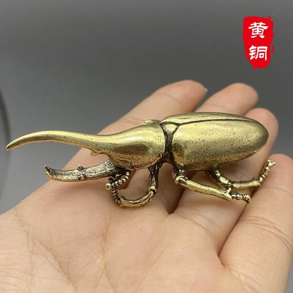 Antique Bronze Beetles Miniature Figurine Small Desk Decorations Vintage Copper Insect Tea Pets Ornament Home Decor Accessories