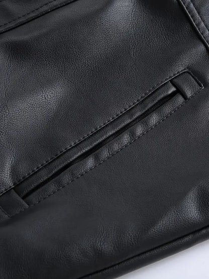 Motorcycle Leather Jackets Man Casual Fashion Motorcycle Coat Slim Fit Lapel PU Jackets Autumn Anti-wind Leather Coat Male