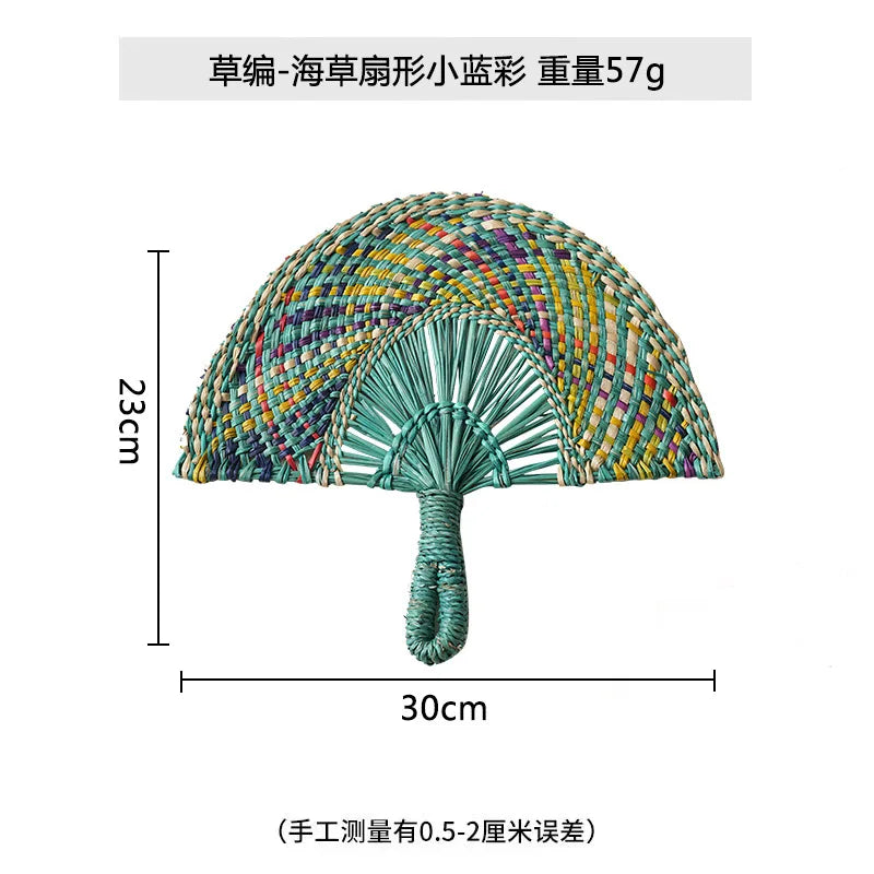 Boho Style Straw Fan Hand Woven Manual Paddle Fan Wall Decoration Of Nordic Homestays Art Crafts Fan Home Decor Accessories