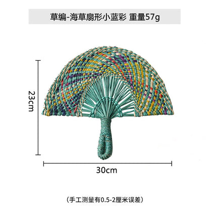 Boho Style Straw Fan Hand Woven Manual Paddle Fan Wall Decoration Of Nordic Homestays Art Crafts Fan Home Decor Accessories