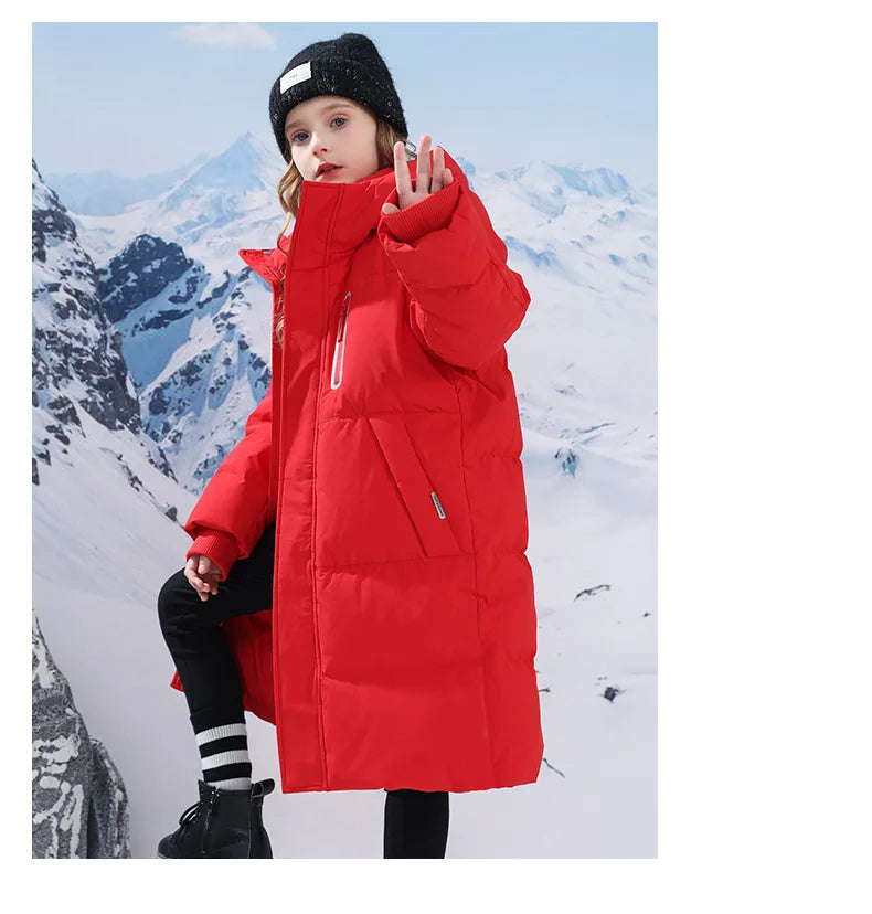 -20 degrees Celsius Down boys and girls jackets,2025 new medium-length thickened cotton-padded jackets for children to keep warm
