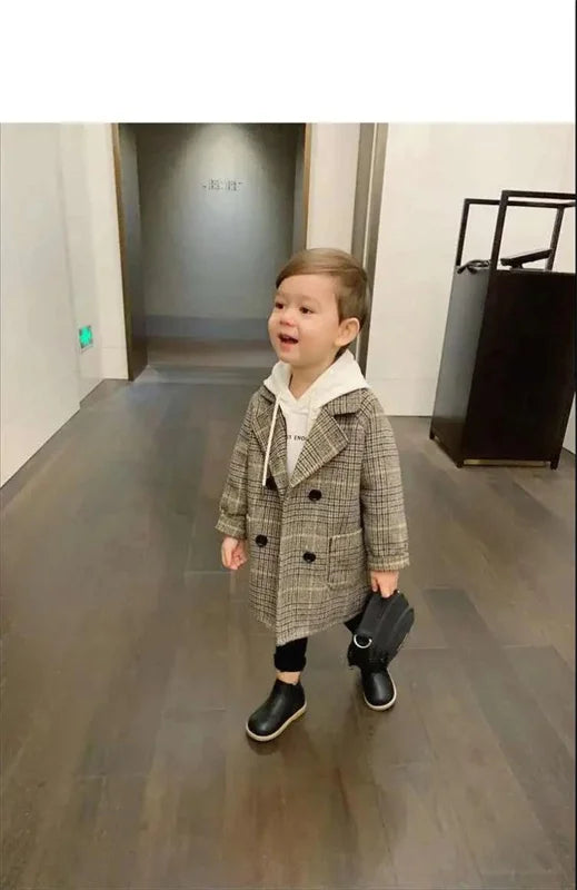 Kids Winter Jacket Wool Coat For Boys Woolen Outerwear Boys Winter Jacket Children Clothing Warm Boy Thicken Blazer Kids Clothes