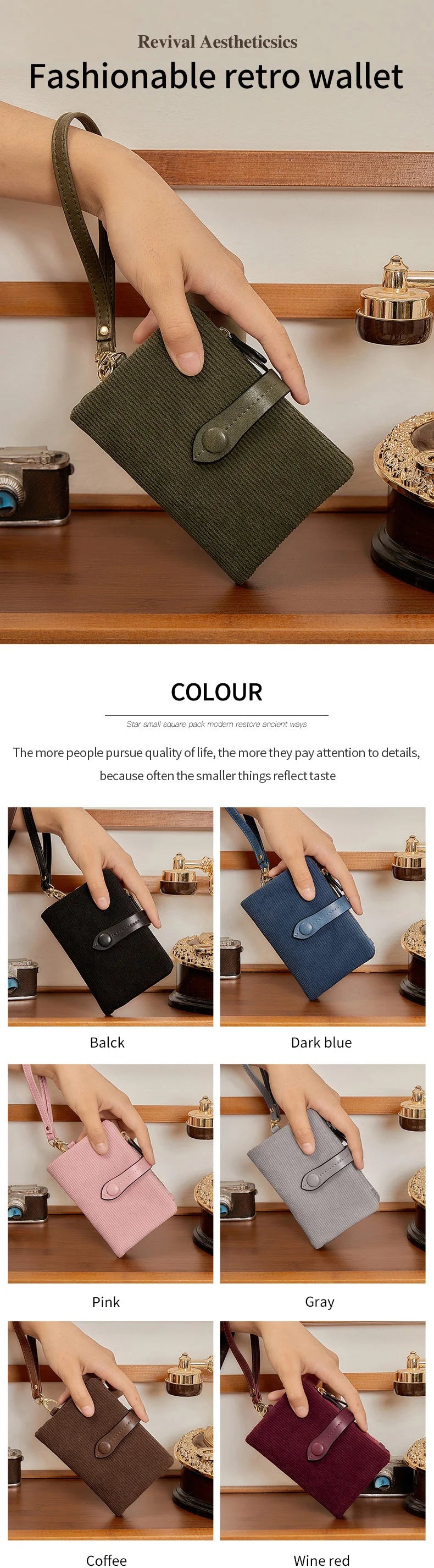 Solid Color Women's Trifold Wallet RFID Shielding Multifunctional Large Capacity Credit Card Bag with ID Window Short Coin Purse