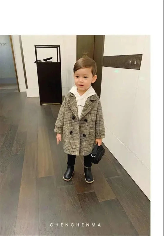 Kids Winter Jacket Wool Coat For Boys Woolen Outerwear Boys Winter Jacket Children Clothing Warm Boy Thicken Blazer Kids Clothes