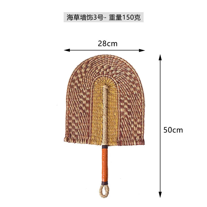 Boho Style Straw Fan Hand Woven Manual Paddle Fan Wall Decoration Of Nordic Homestays Art Crafts Fan Home Decor Accessories