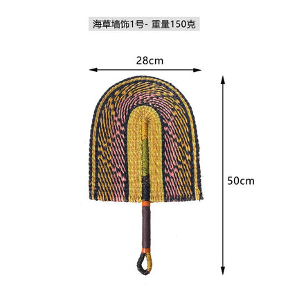 Boho Style Straw Fan Hand Woven Manual Paddle Fan Wall Decoration Of Nordic Homestays Art Crafts Fan Home Decor Accessories