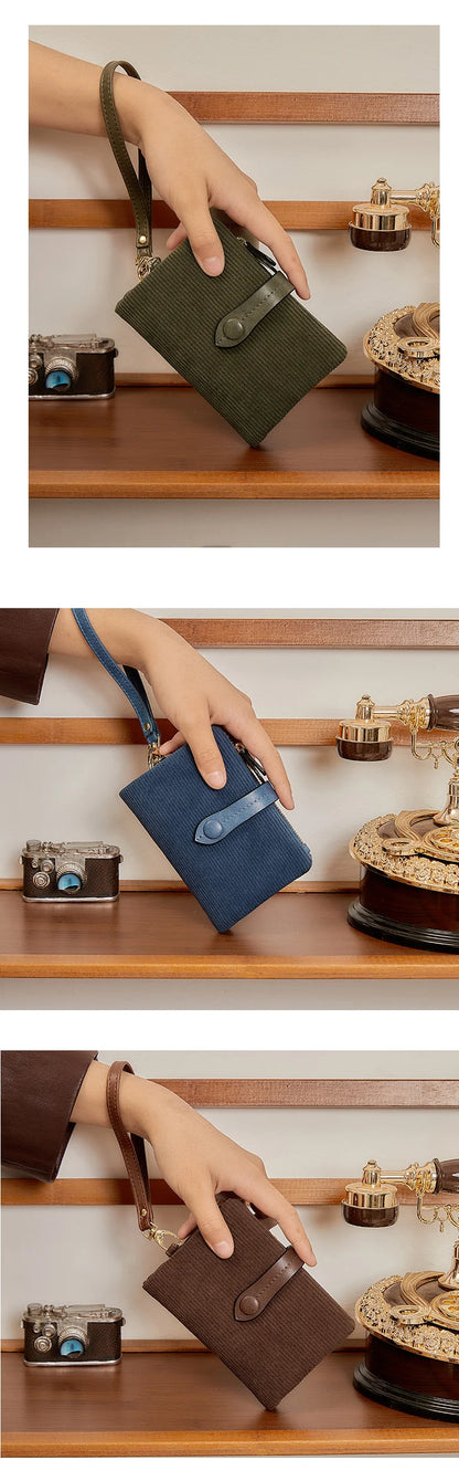 Solid Color Women's Trifold Wallet RFID Shielding Multifunctional Large Capacity Credit Card Bag with ID Window Short Coin Purse