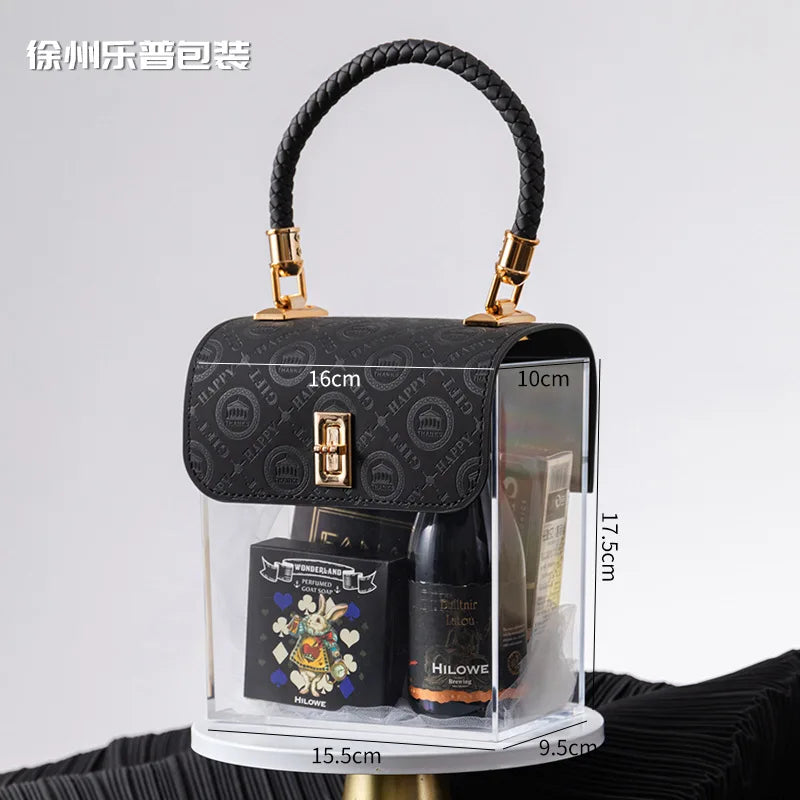 Light Luxury Acrylic Transparent Packaging Box Wedding Party Companion Gift Boxes Happy Candy Handheld Box Jewelry Storage Box