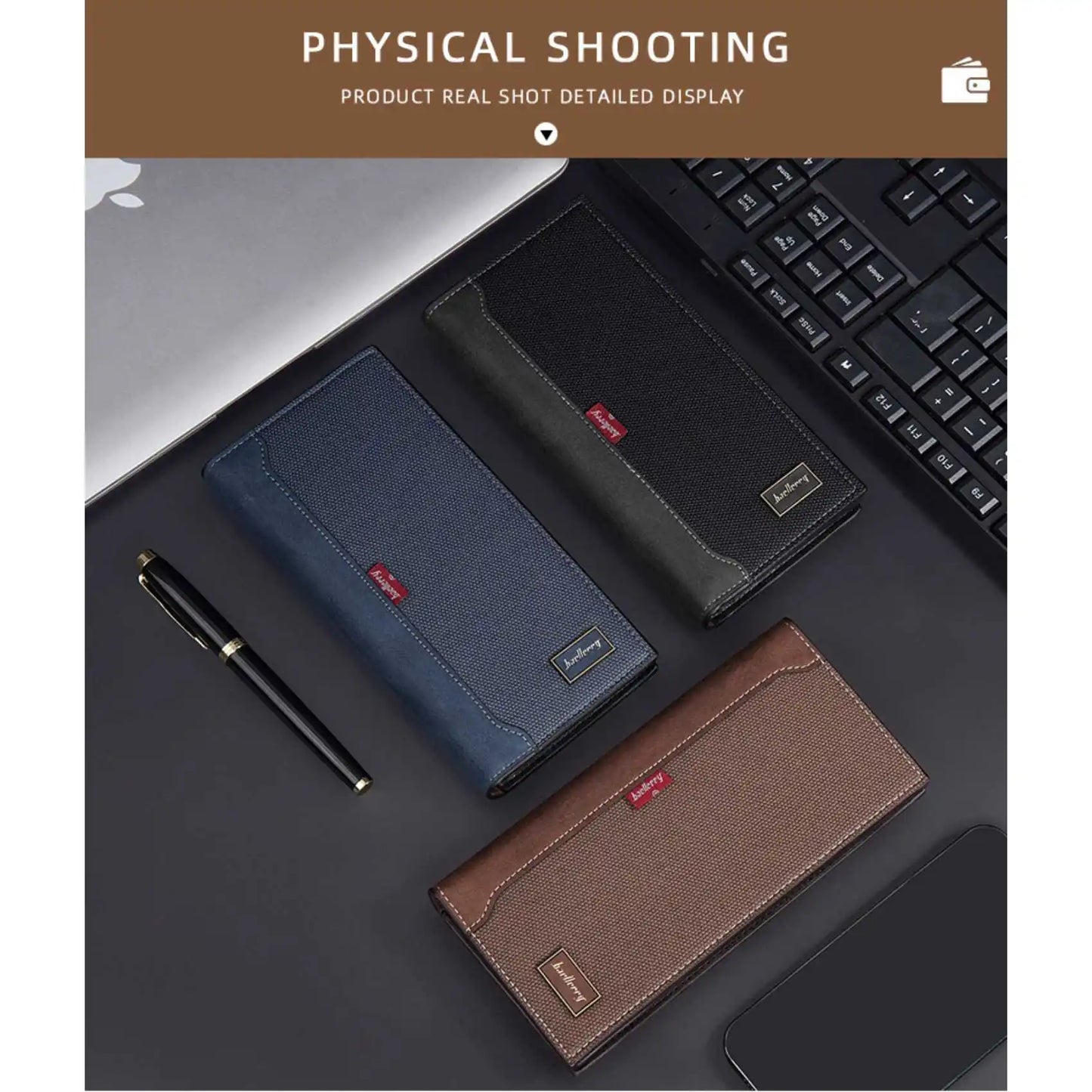 Business RFID Splicing Bifold Clutch Bag New Men's Long Wallet Multi-Function Coin Purse Large Capacity Multi-Slot Card Holder