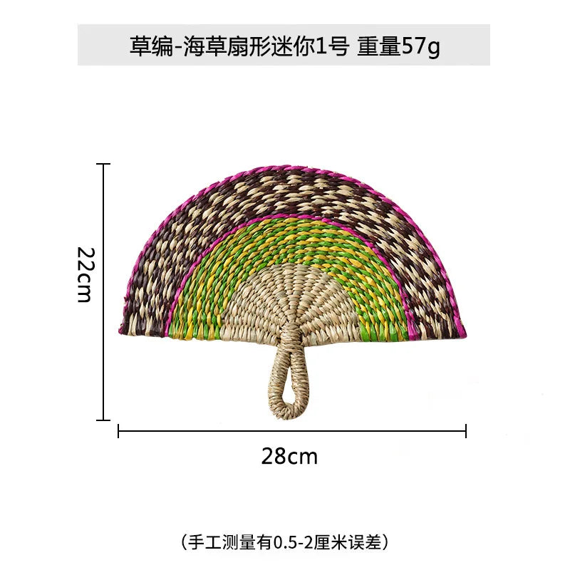 Boho Style Straw Fan Hand Woven Manual Paddle Fan Wall Decoration Of Nordic Homestays Art Crafts Fan Home Decor Accessories