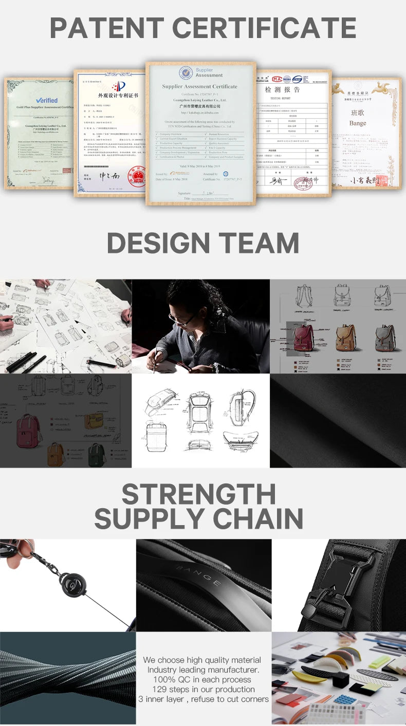 BANGE Smart Waterproof Travel Backpack Business Flight Approved Carry on Backpack Large Capacity 16 inch Laptop Backpack for Men