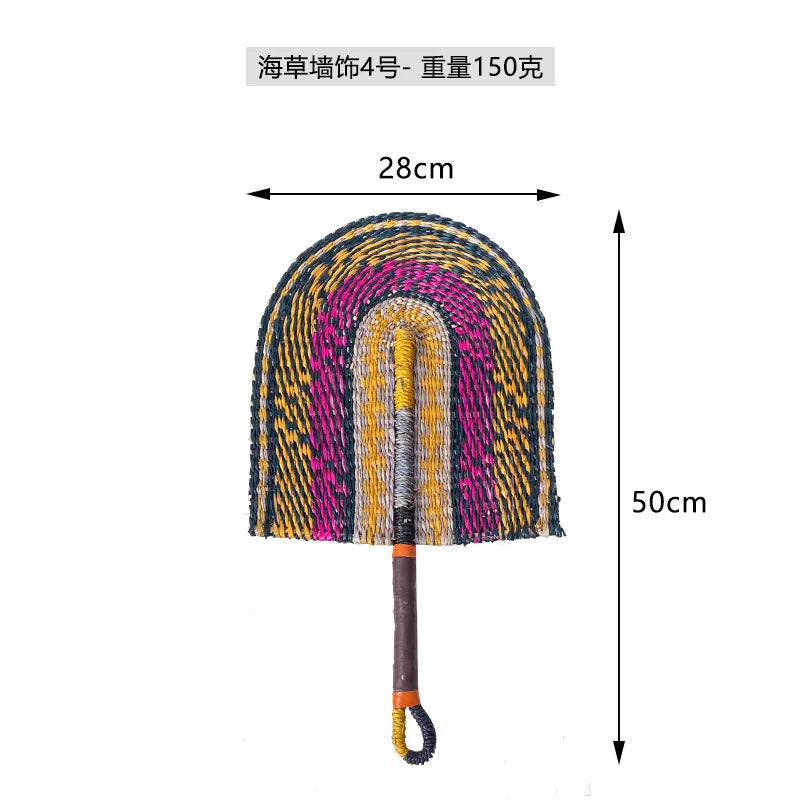 Boho Style Straw Fan Hand Woven Manual Paddle Fan Wall Decoration Of Nordic Homestays Art Crafts Fan Home Decor Accessories