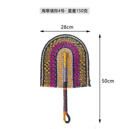 Boho Style Straw Fan Hand Woven Manual Paddle Fan Wall Decoration Of Nordic Homestays Art Crafts Fan Home Decor Accessories