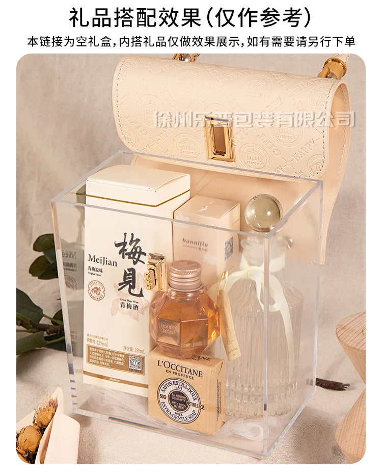 Light Luxury Acrylic Transparent Packaging Box Wedding Party Companion Gift Boxes Happy Candy Handheld Box Jewelry Storage Box