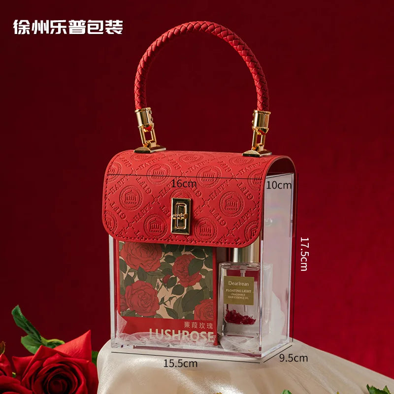 Light Luxury Acrylic Transparent Packaging Box Wedding Party Companion Gift Boxes Happy Candy Handheld Box Jewelry Storage Box