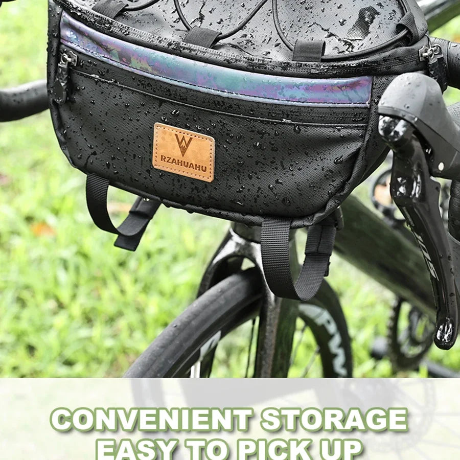 Bicycle Handlebar Bag Portable Waterproof Multi-purpose MTB Road Bike Frame Tube Bag Elastic Messenger Bag Sports Backpack