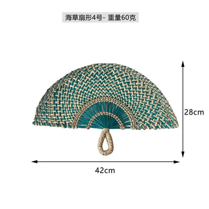 Boho Style Straw Fan Hand Woven Manual Paddle Fan Wall Decoration Of Nordic Homestays Art Crafts Fan Home Decor Accessories