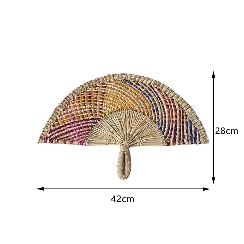 Boho Style Straw Fan Hand Woven Manual Paddle Fan Wall Decoration Of Nordic Homestays Art Crafts Fan Home Decor Accessories