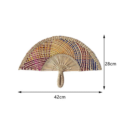 Boho Style Straw Fan Hand Woven Manual Paddle Fan Wall Decoration Of Nordic Homestays Art Crafts Fan Home Decor Accessories