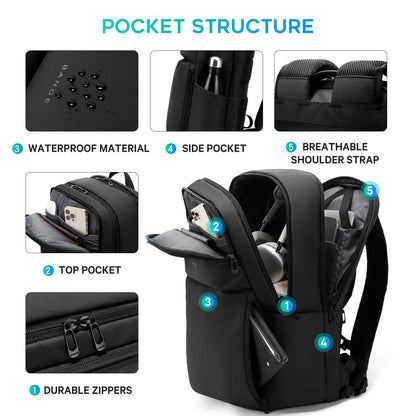 BANGE Smart Waterproof Travel Backpack Business Flight Approved Carry on Backpack Large Capacity 16 inch Laptop Backpack for Men