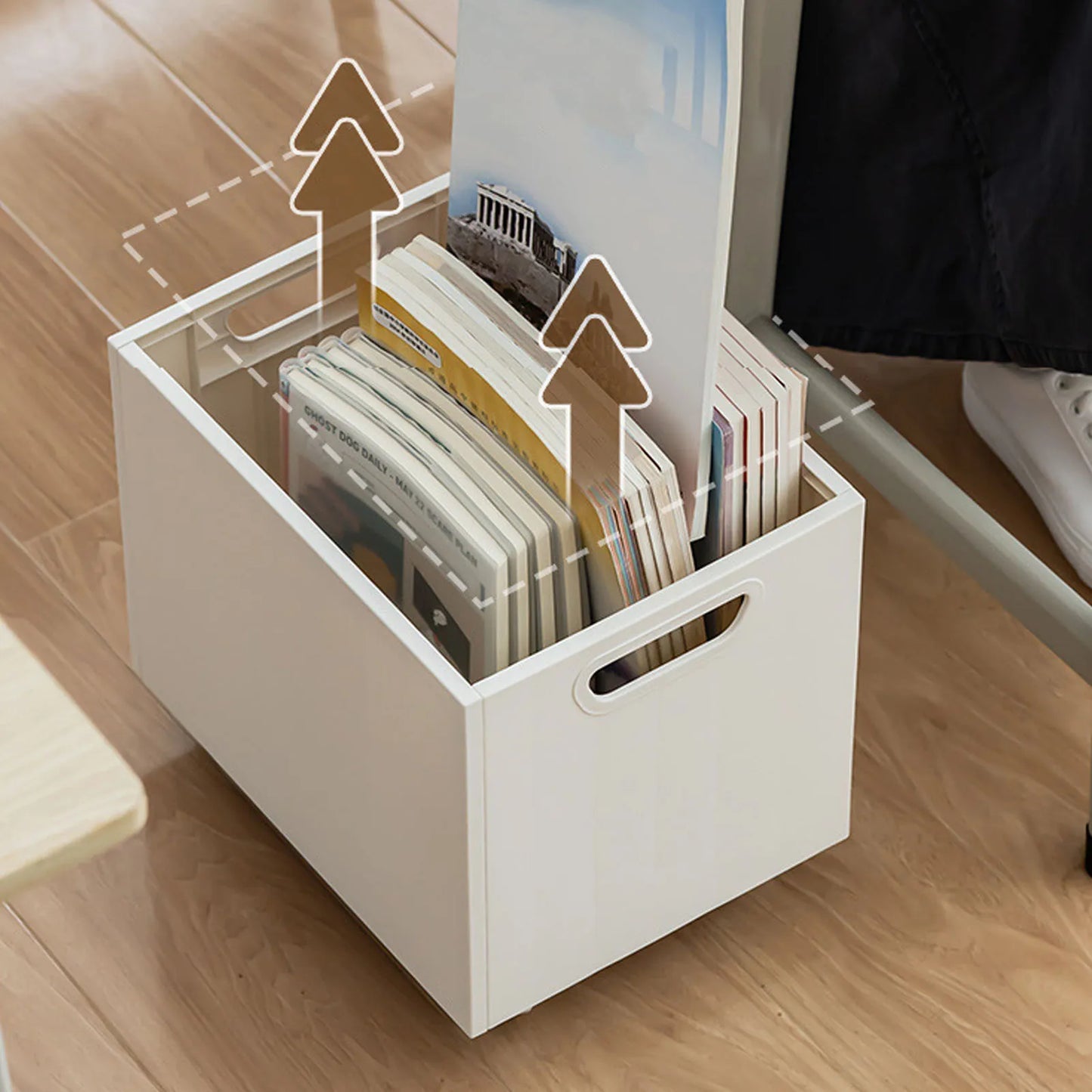 Book  Box Book Storage Box with  Side Handles Stackable 50kg Load Bearing Multifunctional Use File Storage Bins