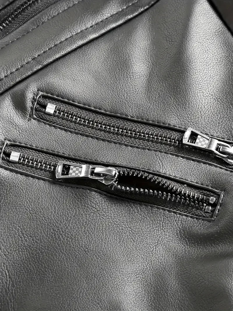 Motorcycle Leather Jackets Man Casual Fashion Motorcycle Coat Slim Fit Lapel PU Jackets Autumn Anti-wind Leather Coat Male